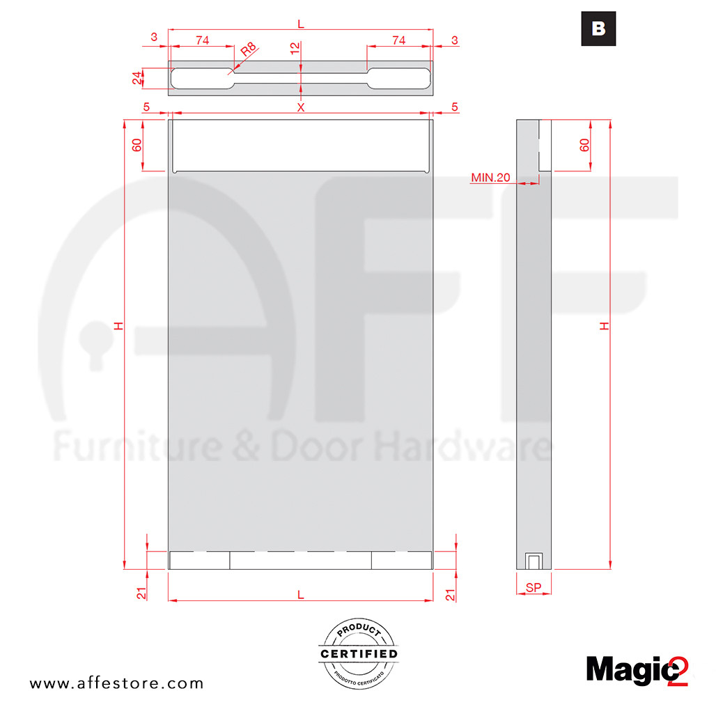 Magic 2 Max - Concealed sliding system for barn wood door up to 78