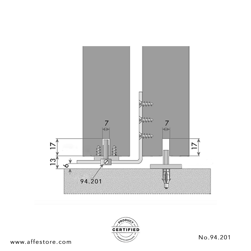 Adjustable Wall Mounted Bottom Guide No. 94.201 + U Shape Guide 8230.00705