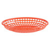 PLBK938R Red 9.38" x 5.75" Oval Plastic Fast Food Basket