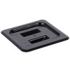 Sixth Size Solid Black Polycarbonate Food Pan Lid