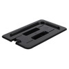 Quarter Size Slotted Black Polycarbonate Food Pan Lid