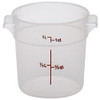 Translucent Round Polycarbonate Food Storage Container w/ Red Gradations - 1 Qt (PLRFT301TL)