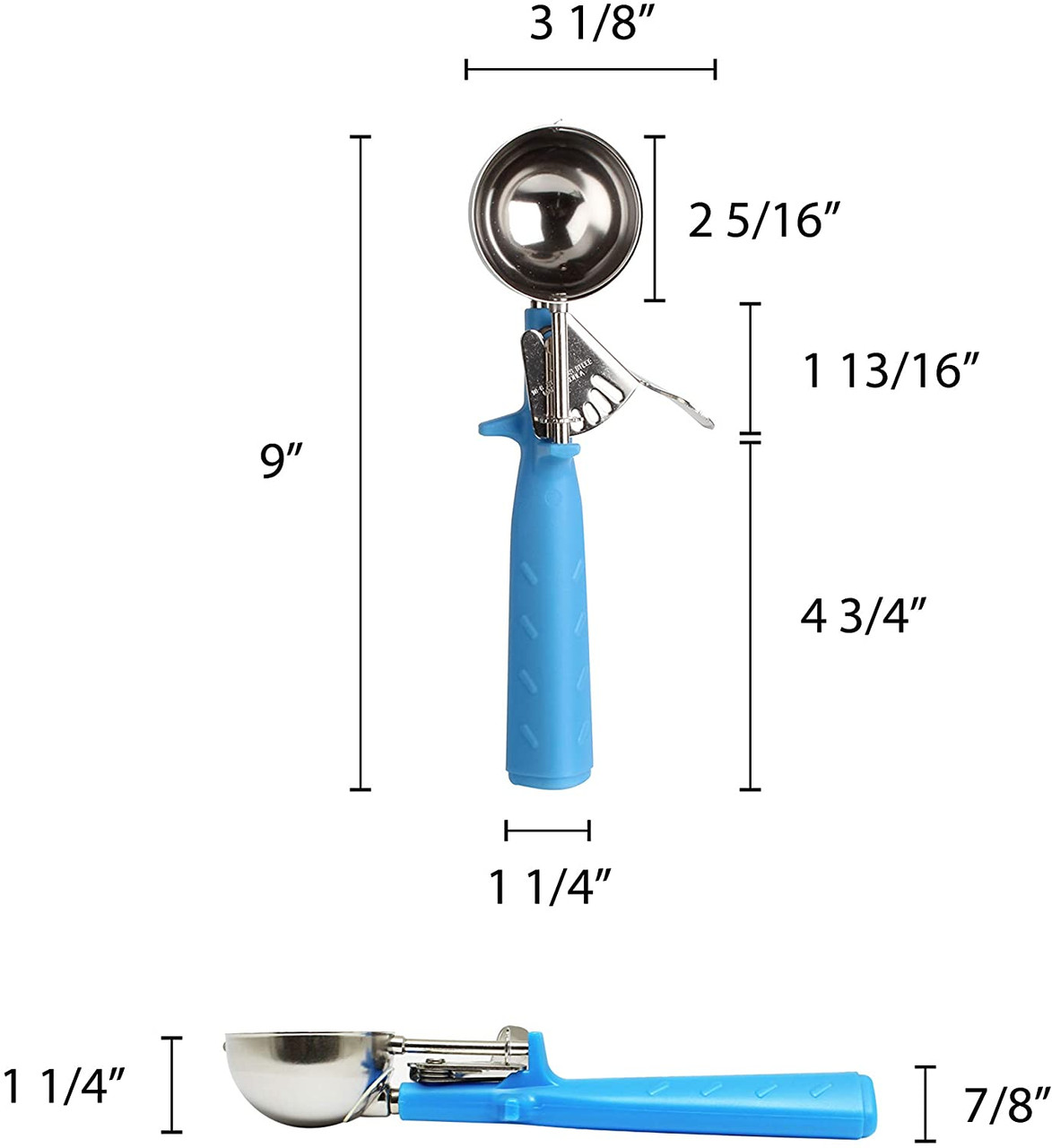 Winco ISS-8 #8 Round Squeeze Handle Disher Portion Scoop - 4 oz.