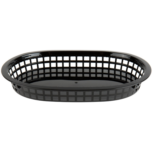 PLBK1034K Black 11" x 7" Oblong Plastic Fast Food Basket PLBK1034K Black 11" x 7" Oblong Plastic Fast Food Basket