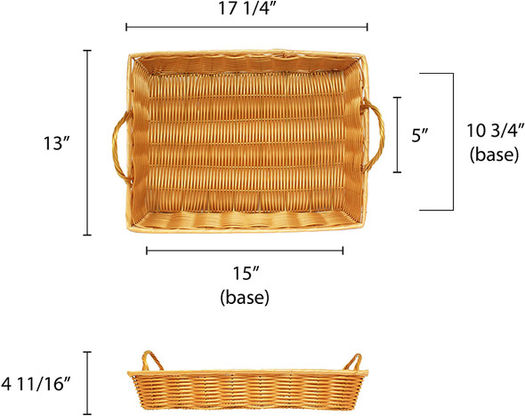 17" x 13" x 3" Rectangular Woven Basket w/ Handles
