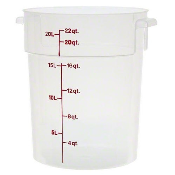 Translucent Round Polycarbonate Food Storage Container w/ Red Gradations - 22 Qt (PLRFT322TL)