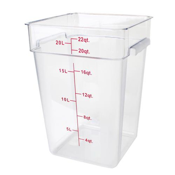 22 Qt. Clear Square Polycarbonate Food Storage Container w/ Red Gradations (PLSFT022PC)