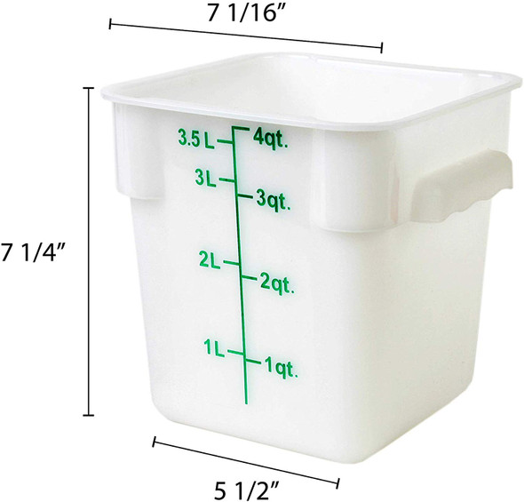 4 Qt. White Square Polycarbonate Food Storage Container w/ Color Gradations (PLSFT004PP)