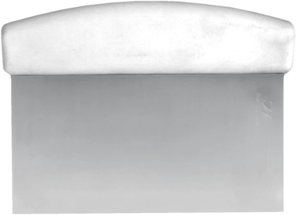 6" x 4.5" Stainless Steel White Handle Dough Cutter/Scraper