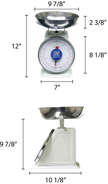 Thunder Group SCSL103 11lb Mechanical Dial Portion Control Scale w/ Removable Stainless Steel Bowl