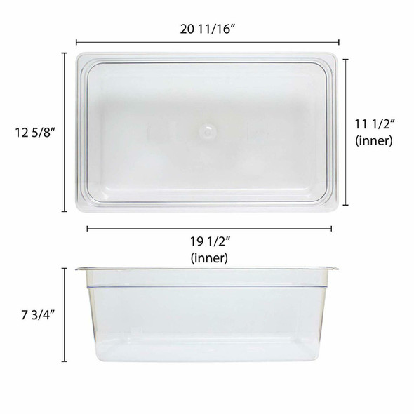 Thunder Group PLPA8008, Full Size Clear Polycarbonate Food Pan - 8" Deep
