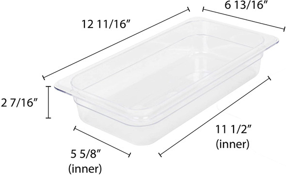 Third Size Clear Polycarbonate Food Pan - 2.5" Deep (PLPA8132)
