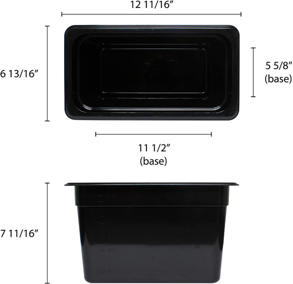 Third Size Black Polycarbonate Food Pan - 8" Deep (PLPA8138BK)