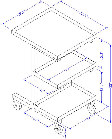 Stainless Steel Adjustable Height Sauce Cart (C-SCE)