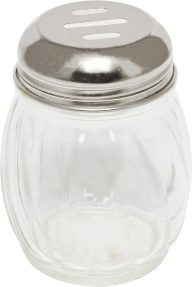 6 oz Glass Cheese Shaker with Slotted Chrome-Plated Lid