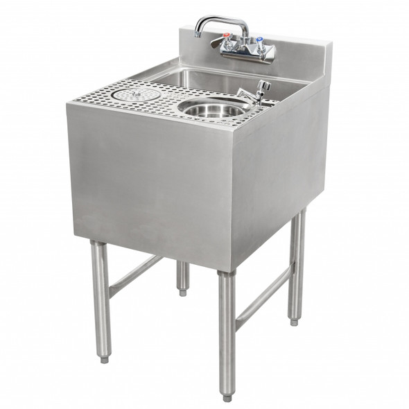 Stainless Steel Speed Unit with Dump Sink, Glass Rinser, and Dipperwell