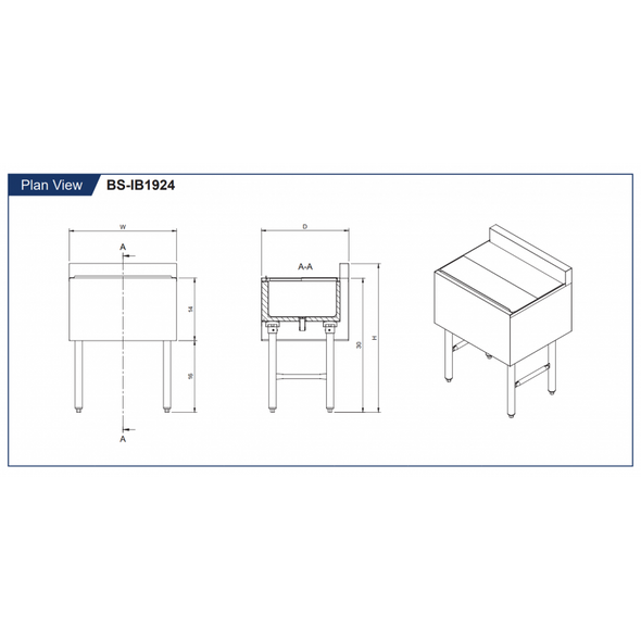 Stainless Steel Underbar Ice Bin
