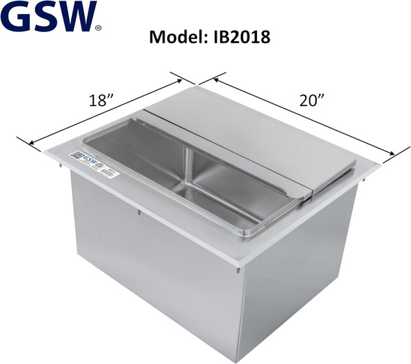 20" x 18" Stainless Steel Drop-In Ice Bin - 50 LBS