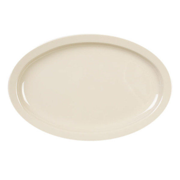 Thunder Group NS516T Nustone Melamine Tan Oval Platter Narrow Rim 15 1/2" x 10 7/8" 