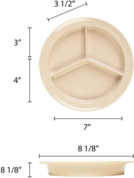 Thunder Group NS701T Tan Thunder Group Nustone Melamine 3 Compartment Deep Serving Plate 8 3/4"