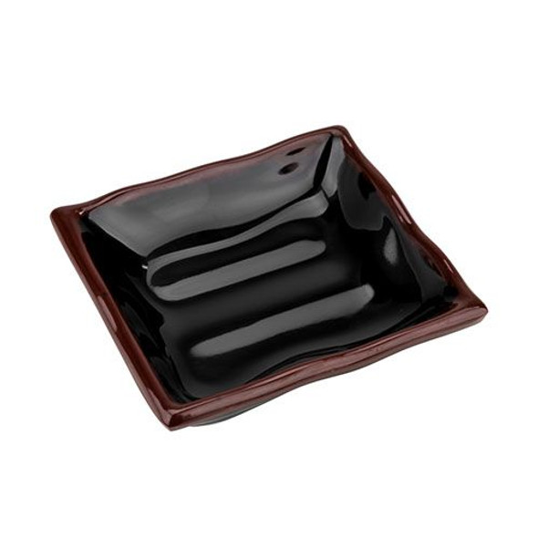 2404TM TENMOKU 3 oz Square Melamine Wave Sauce Dish