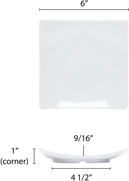 Thunder Group 24006WT Classic White 6" x 6" Square Flare Melamine Plate