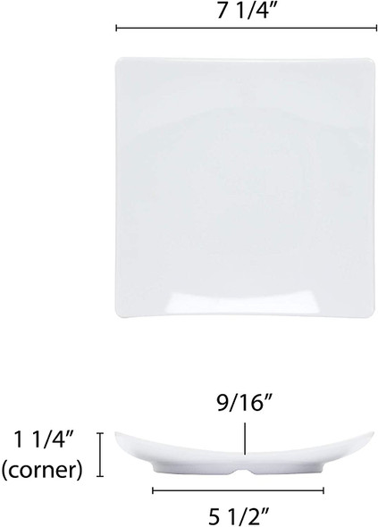 Thunder Group Square 7.38" x 7.38" Melamine Flare Plate (24007WT) Classic White