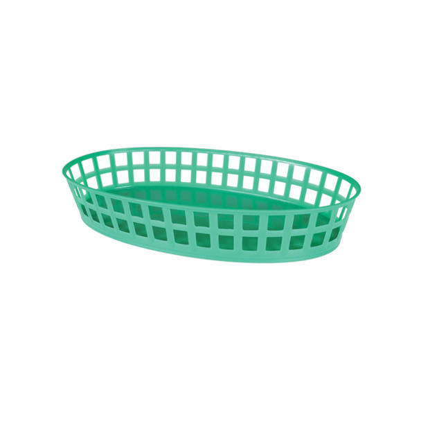 PLBK912G Green 8" x 5" Oval Plastic Fast Food Basket
