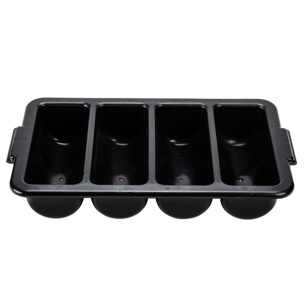 4-Compartment Polyethylene Cutlery Box - Black