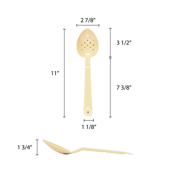 11" Polycarbonate Perforated Salad Bar / Buffet Spoon - Beige (PLSS113BG)