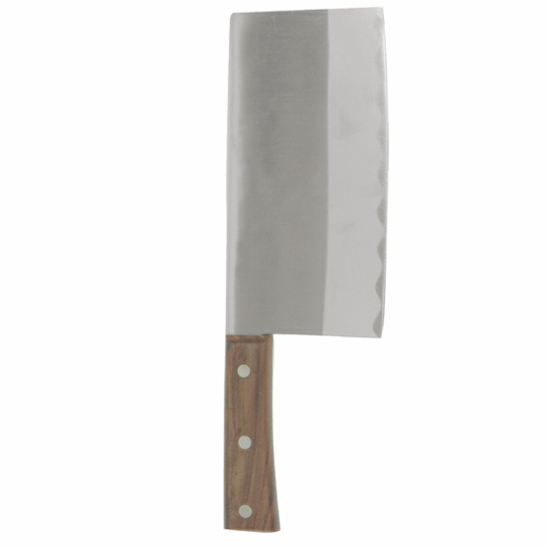 7" Stainless Steel Angled Cleaver w/ Riveted Wood Handle