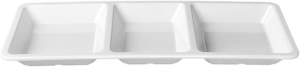 Thunder Group Passion White, 3-Compartment Melamine Tray (PS5103W) 15" x 6.25" x 1.38"