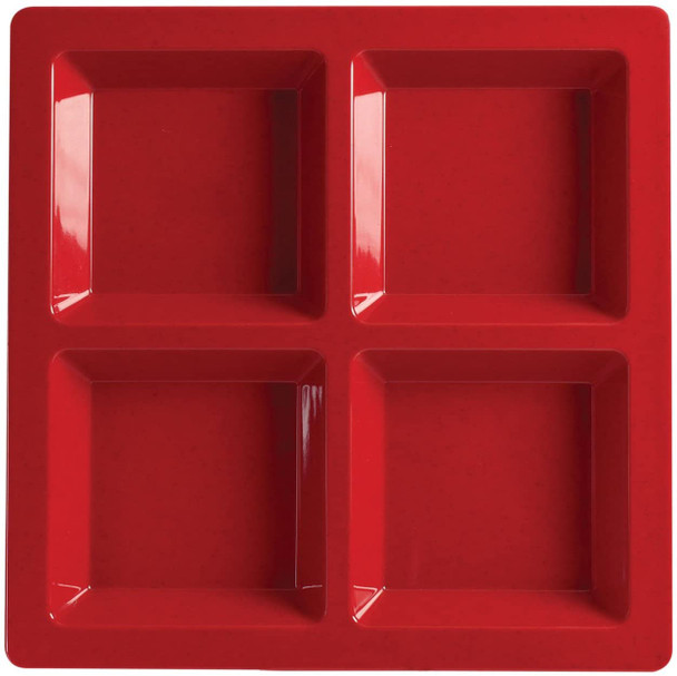 Thunder Group Passion Red, 4-Compartment Melamine Tray (PS5104RD) 14" x 14" x 1.38"