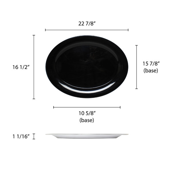 Thunder Group Black Pearl, 22" x 16.5" Rectangular Melamine Platter (RF2224BW)