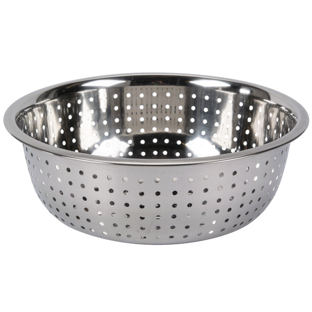 11" Round 5.5 qt Stainless Steel Chinese Colander (SLCIL11L) - Large Hole