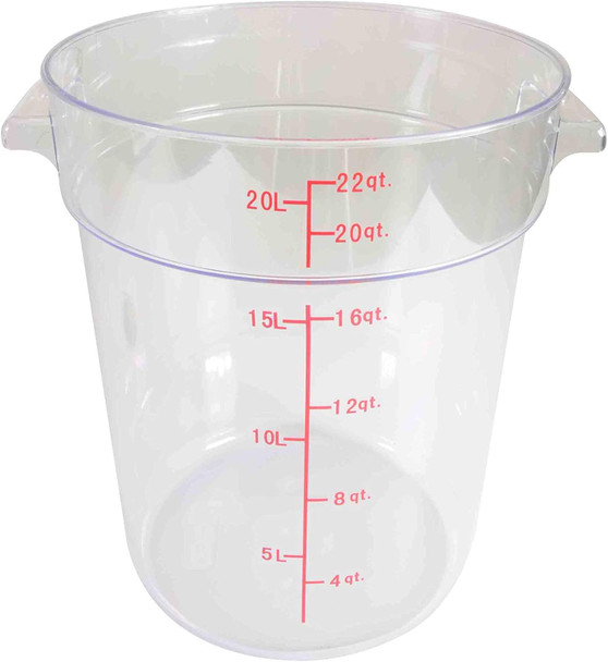 22 Quart Round Food Storage Container w/ Red Gradations