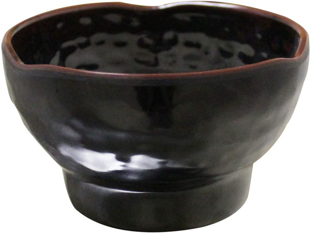 Thunder Group 3704TM Tenmoku Black 10 oz Round Melamine Wave Rice Bowl