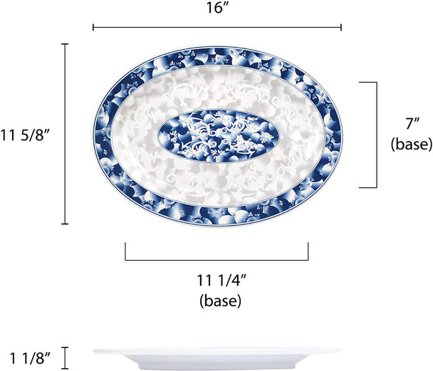 Blue Dragon, 16" x 11.63" Oval Melamine Platter