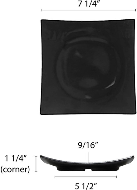 Thunder Group Square 7.38" x 7.38" Melamine Flare Plate (24007BK) Classic Black