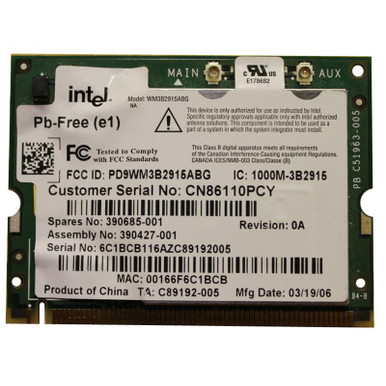 390685-001 - HP 54G 802.11b/g High Speed Wireless Lan (WLAN) Mini PCI Network Interface Card for NC4000/NC4010/NC6000 Series Notebooks