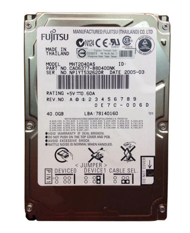 MHT2040AS - Toshiba Mobile MHT 40 GB IDE Ultra ATA/100 (ATA-6) 5400RPM 8 MB Cache 2.5 inch Hard Drive