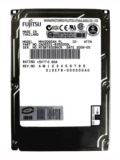 MHV2060AH - Fujitsu 60GB ATA-100 (Ultra) 8MB Cache 44-Pin 2.5 inch Slim Line 9.5 Mm Laptop 5400RPM Hard Drive