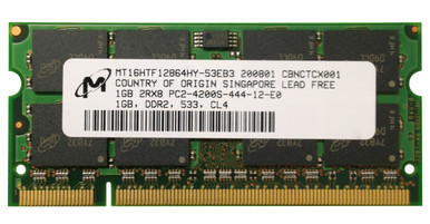 MT16HTF12864HY-53EB3 - Micron 1GB DDR2-533MHz PC2-4200 non-ECC Unbuffered CL4 200-Pin SoDimm Dual Rank Memory Module