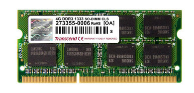 JM1333KSN-8GK - Transcend JetRam 8GB Kit (2 X 4GB) DDR3-1333MHz PC3-10600 non-ECC Unbuffered CL9 204-Pin SoDimm Dual Rank Memory
