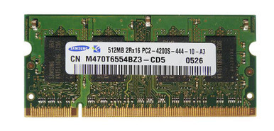 M470T6554BZ3-CD5 - Samsung 512MB 533MHz DDR2 PC2-4200 Unbuffered non-ECC CL4 200-Pin Sodimm Memory