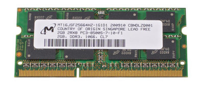 MT16JSF25664HZ-1G1D1 - Micron 2GB DDR3-1066MHz PC3-8500 non-ECC Unbuffered CL7 204-Pin SoDimm Dual Rank Memory Module