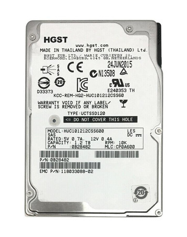 HUC101212CSS60 - HGST Hitachi Ultrastar C10K1200 1.2TB 10000RPM SAS 6Gb/s 64MB Cache 2.5-inch Internal Hard Drive