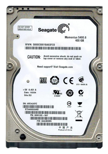 9HH13G-567 - Seagate 400GB SATA 3Gb/s 5400RPM 2.5 inch Hard Drive