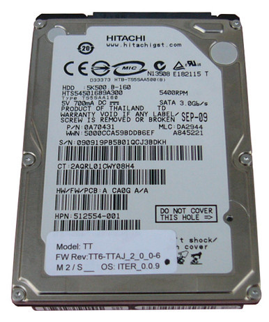 512554-001 - Hitachi 160GB SATA 3Gb/s 2.5 inch Laptop 5400RPM Hard Drive