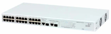 3Com 3CBLSF26PWR Baseline 2226 Plus 24-Ports RJ-45 10/100Base-TX + 2 x Shared SFP Ports Layer2 Managed Rack-mountable Fast Ethernet Network Switch